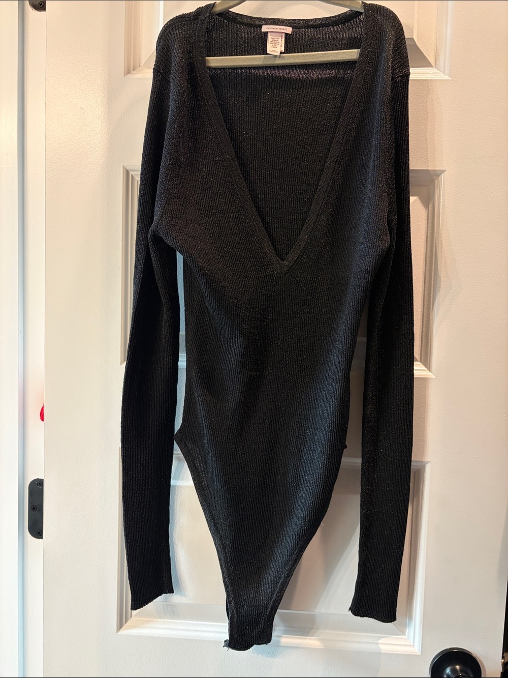 Victoria’s Secret, size L beautiful sheer thong sparkle black bodysuit.